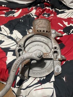 A.H. Patoh Cast Iron Hand Crank Grinder - Industrial Silver